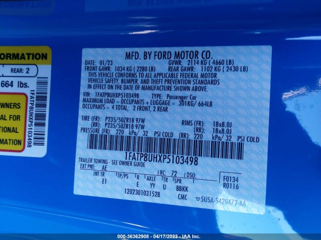 Ford Mustang Ecoboost 2023 1FATP8UHXP5103498 Image 11