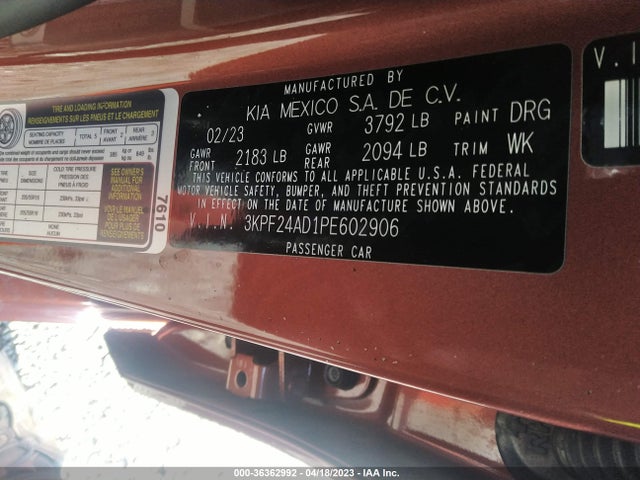 KIA Forte Lxs 2023 3KPF24AD1PE602906 Image 9