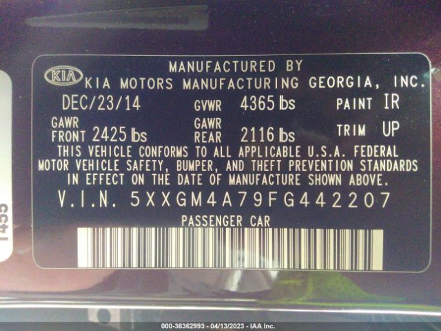 5XXGM4A79FG442207 KIA Optima Lx