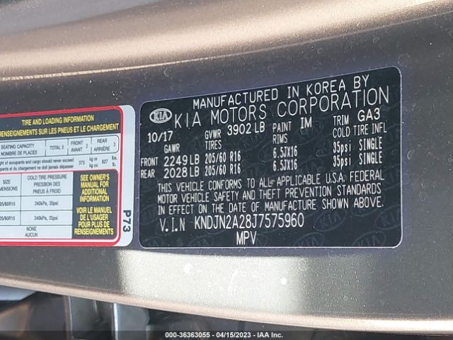 KIA Soul Base 2018 KNDJN2A28J7575960 Image 9