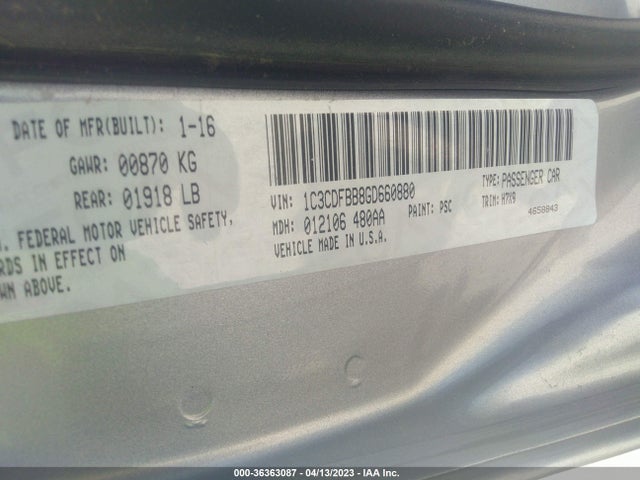 Dodge DART SXT 2016 1C3CDFBB8GD660880 Image 9