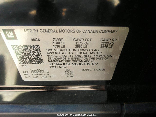 Chevrolet EQUINOX LT 2018 2GNAXSEV6J6339927 Image 10