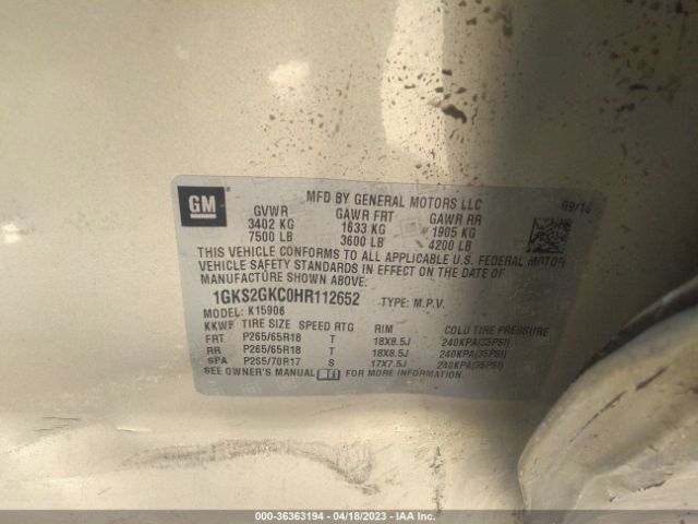 1GKS2GKC0HR112652 GMC Yukon Xl Slt