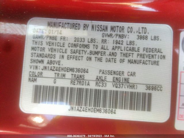 JN1AZ4EH0EM636064 Nissan 370z Touring