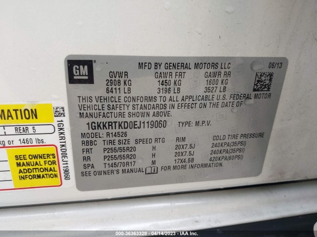 GMC Acadia Denali 2014 1GKKRTKD0EJ119060 Image 9