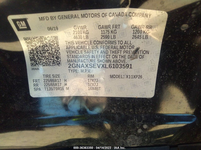 Chevrolet EQUINOX LS 2020 2GNAXSEVXL6103591 Image 10