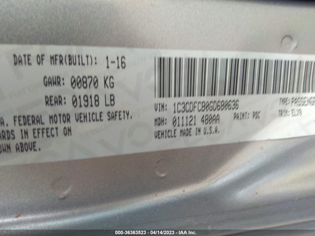 Dodge Dart Limited 2016 1C3CDFCB0GD680636 Image 9