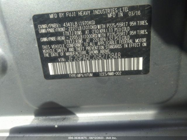 JF2GPABC2G8273848 Subaru Crosstrek Premium