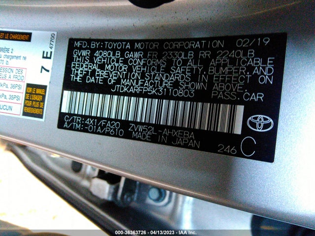 Toyota Prius Prime Plus/premium/advanced 2019 JTDKARFP5K3110803 Image 11