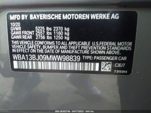 WBA13BJ09MWW98839 BMW 5 Series 530i Xdrive