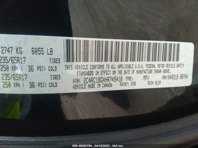 2C4RC1BGXHR745418 Chrysler Pacifica Touring-l