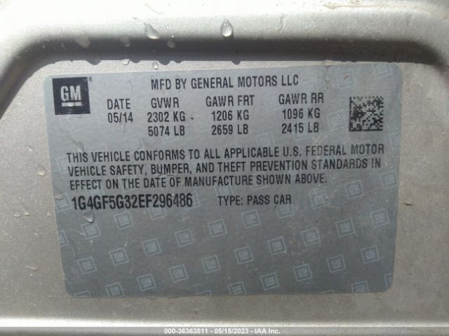 1G4GF5G32EF296486 Buick Lacrosse Premium Ii