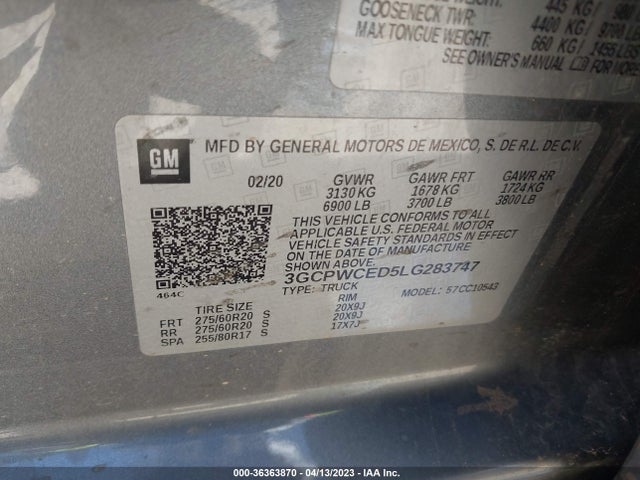 Chevrolet Silverado 1500 Lt 2020 3GCPWCED5LG283747 Image 10