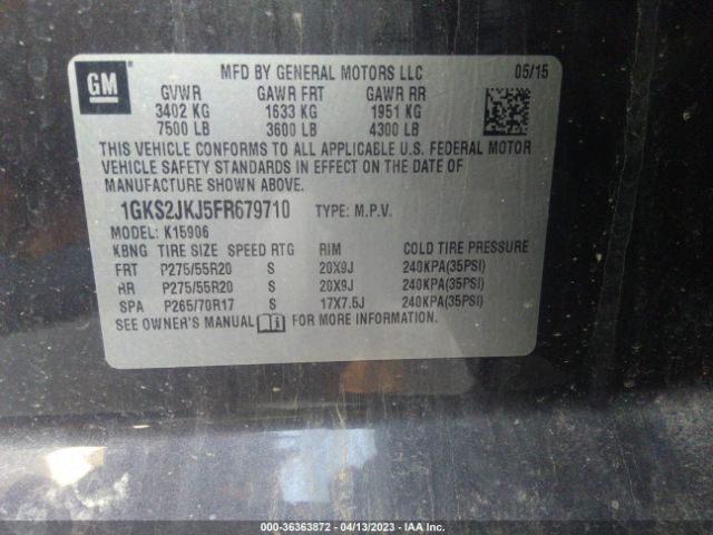 1GKS2JKJ5FR679710 GMC YUKON XL DENALI