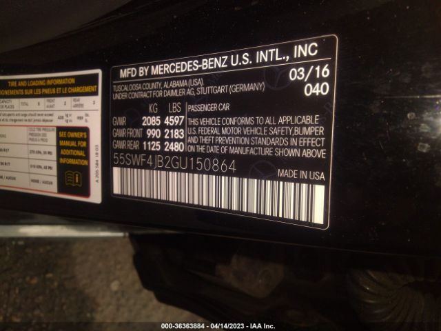 55SWF4JB2GU150864 Mercedes-Benz C-class C 300