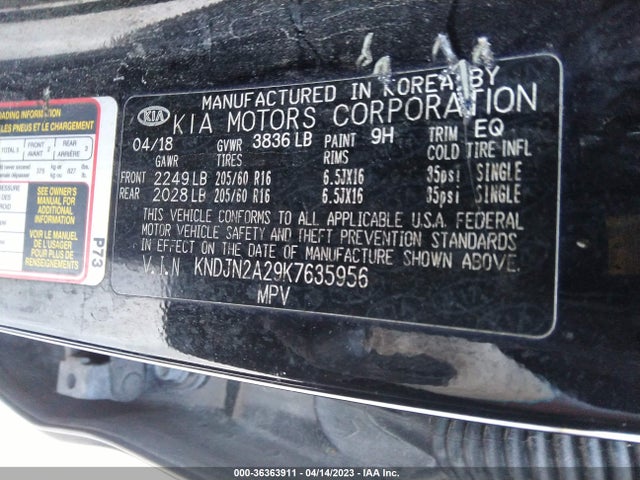 2019 KIA SOUL BASE VIN: KNDJN2A29K7635956