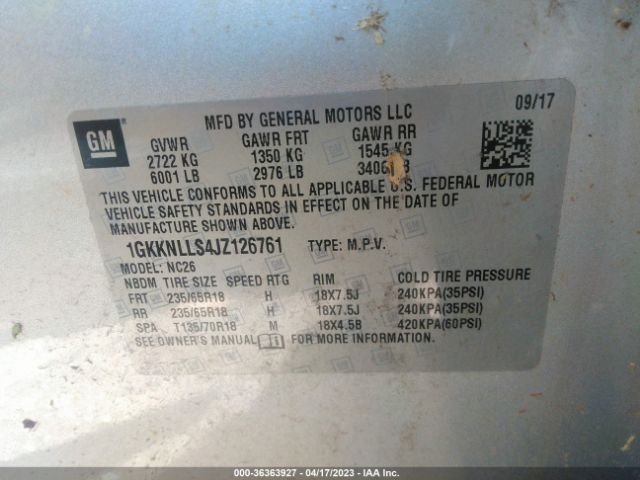 1GKKNLLS4JZ126761 GMC ACADIA SLE
