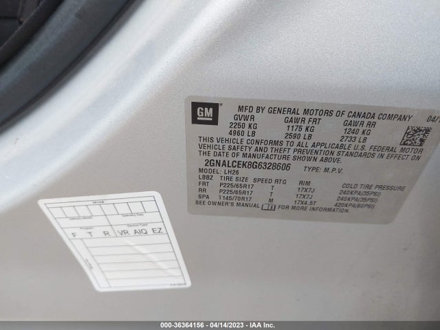 Chevrolet EQUINOX LT 2016 2GNALCEK8G6328606 Image 10