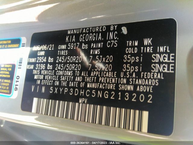 5XYP3DHC5NG213202 KIA Telluride Ex