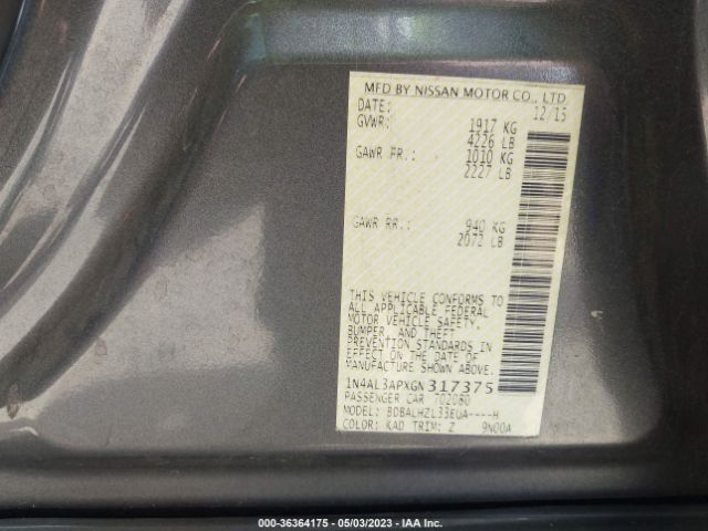 1N4AL3APXGN317375 Nissan Altima 2.5 Sr