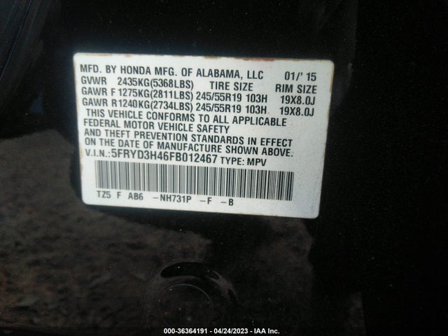 Acura Mdx Tech Pkg 2015 5FRYD3H46FB012467 Image 9