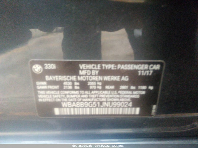 BMW 3 Series 330i 2018 WBA8B9G51JNU99024 Image 9