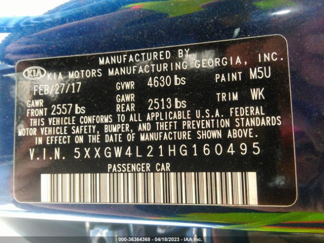 5XXGW4L21HG160495 KIA OPTIMA SX