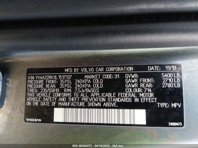 YV4A22RKXL1517137 Volvo Xc60 Momentum