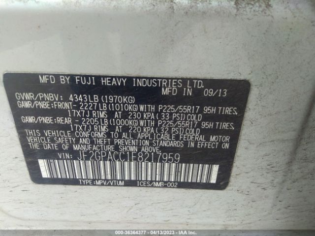 JF2GPACC1E8217959 Subaru Xv Crosstrek Premium