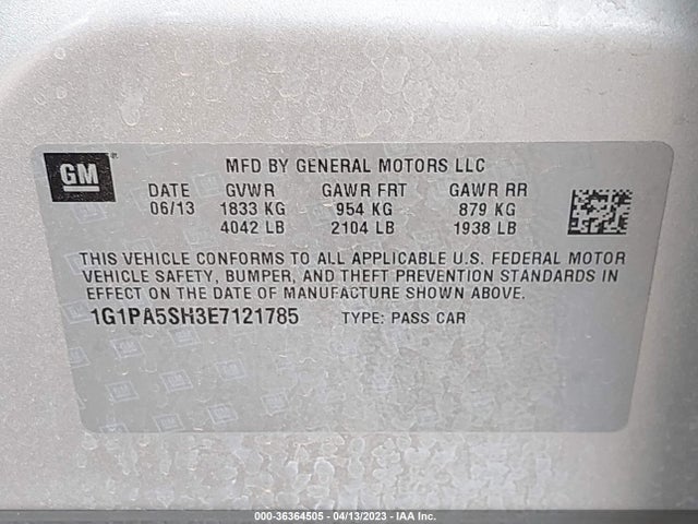 Chevrolet CRUZE LS 2014 1G1PA5SH3E7121785 Image 11