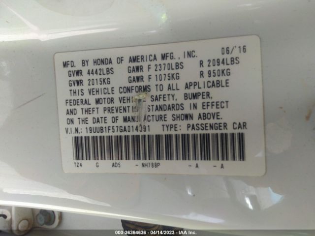 19UUB1F57GA014391 Acura TLX TECH