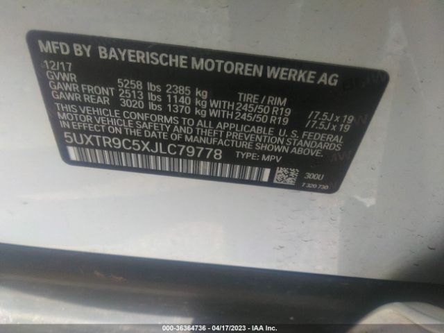 5UXTR9C5XJLC79778 BMW X3 Xdrive30i