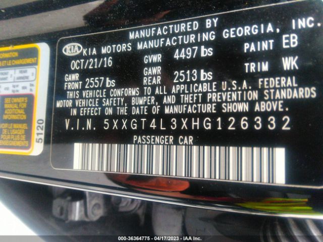 5XXGT4L3XHG126332 KIA Optima Lx