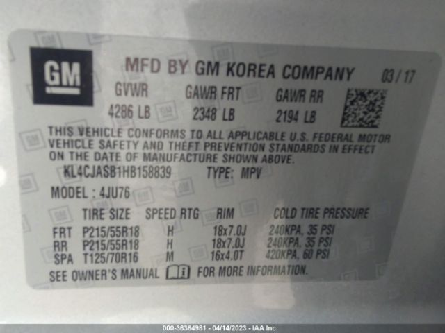KL4CJASB1HB158839 Buick Encore Preferred
