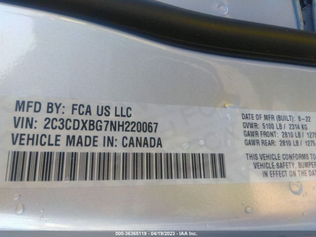 2C3CDXBG7NH220067 Dodge Charger Sxt
