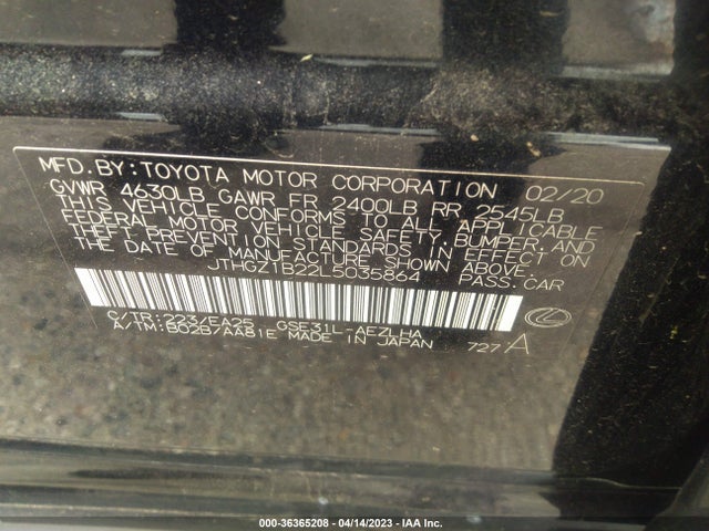 JTHGZ1B22L5035864 Lexus Is Is 350 F Sport