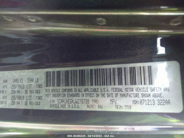 1C4HJXEGXJW278739 Jeep Wrangler Unlimited Sahara