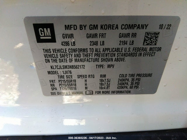 Chevrolet Trax Lt 2022 KL7CJLSM3NB562172 Image 9