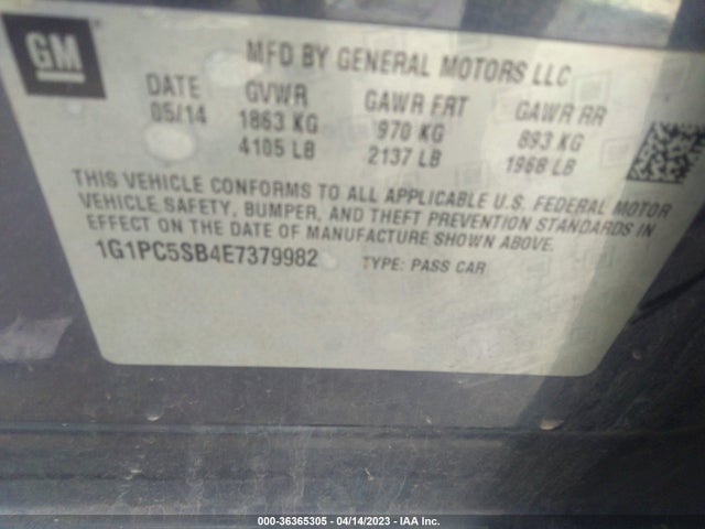 Chevrolet Cruze 1lt 2014 1G1PC5SB4E7379982 Image 9