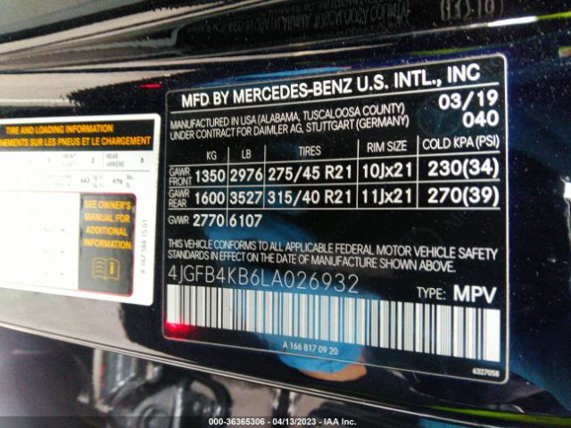 4JGFB4KB6LA026932 Mercedes-Benz Gle Gle 350