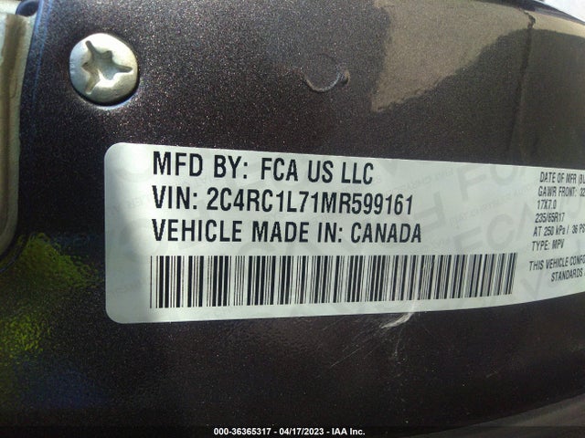 2021 Chrysler Pacifica Hybrid, VIN: 2C4RC1L71MR599161