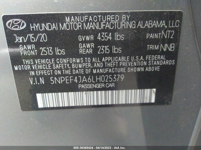 Hyundai SONATA SEL 2020 5NPEF4JA6LH025379 Image 10