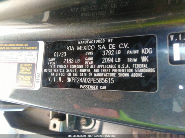 3KPF24AD2PE585615 KIA Forte Lxs