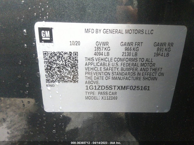 Chevrolet MALIBU LT 2021 1G1ZD5STXMF025161 Image 9