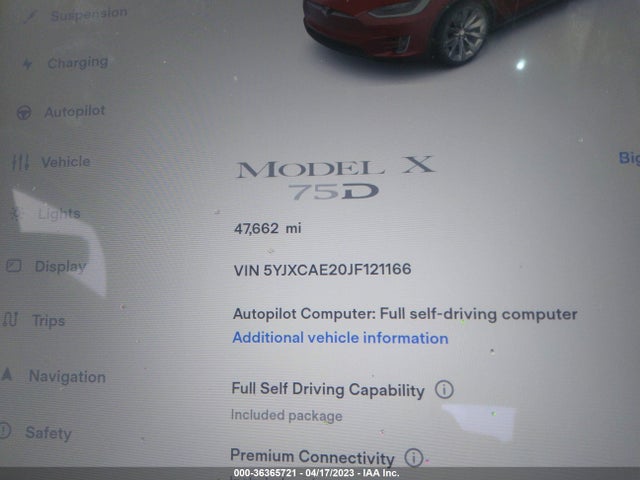 Tesla Model X 75d/100d/p100d 2018 5YJXCAE20JF121166 Image 7