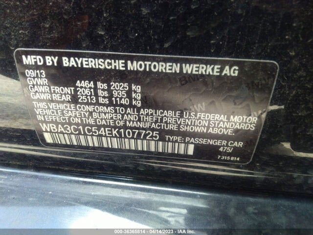 BMW 3 Series 328i 2014 WBA3C1C54EK107725 Image 9