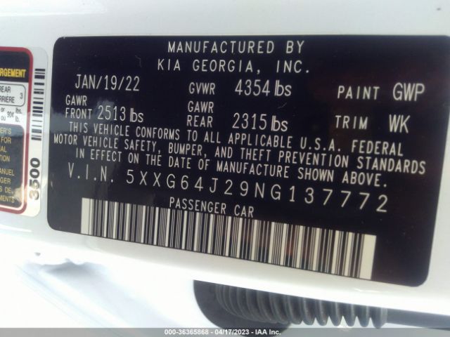 5XXG64J29NG137772 KIA K5 Gt-line