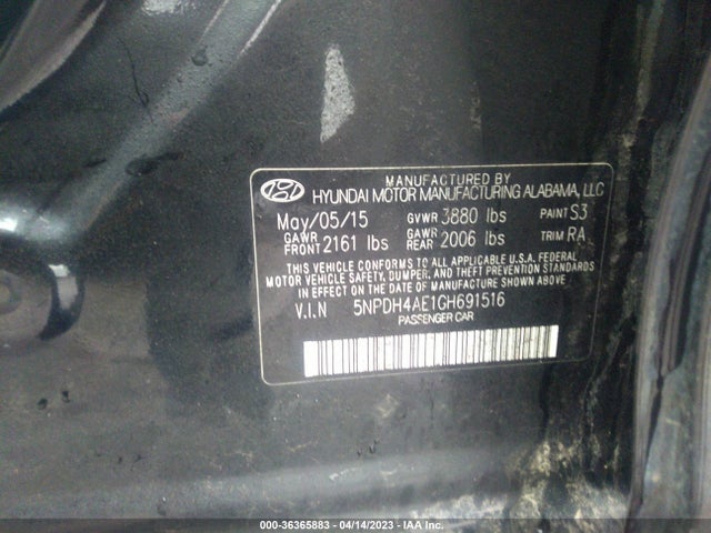 Hyundai ELANTRA SE 2016 5NPDH4AE1GH691516 Image 9