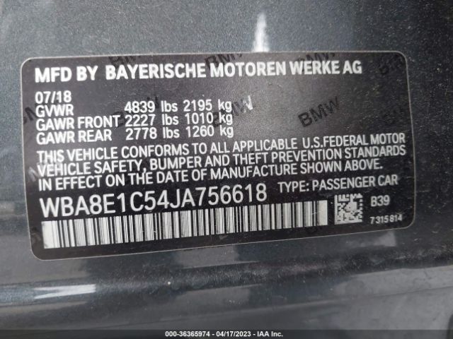 WBA8E1C54JA756618 BMW 3 Series 330e Iperformance