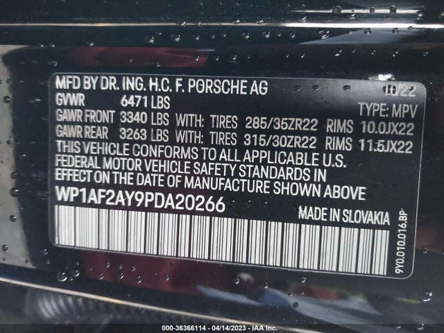 2023 Porsche Cayenne, VIN: WP1AF2AY9PDA20266